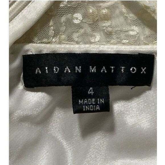 Aidan Mattox Women Ivory Sequin Beaded Dress Size 4 NWT - Picture 4 of 7